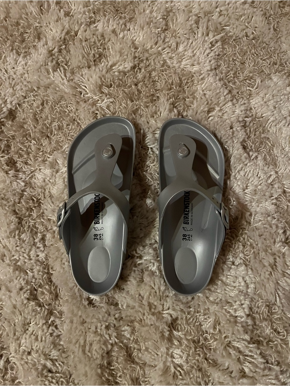 Birkenstock Women’s Silver EVA Thong Sandals
